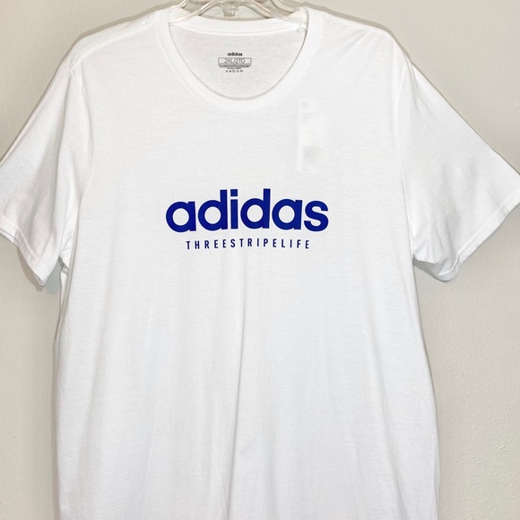 Plus White Adidas T Shirt White Graphic Print - Picture 2 of 7